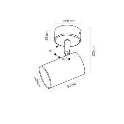 Светильник Videx під лампу GU10 накладний поворотний (VL-SPF05B-BFB) Винница