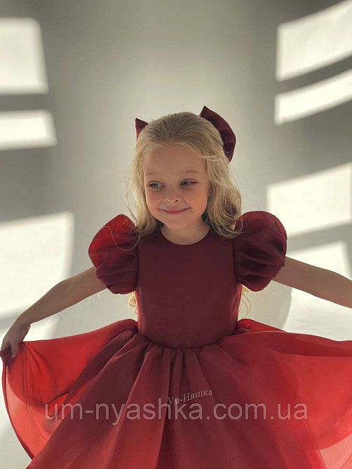 Бордовое платье пышное из шифона с бантом Кривой Рог - изображение 3