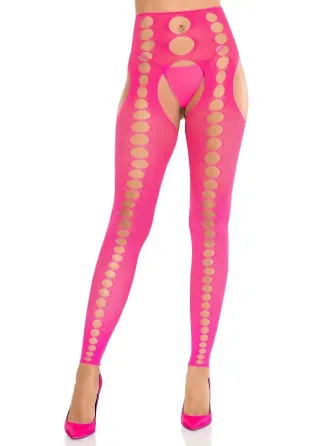Колготки Leg Avenue Seamless Opaque Footless Suspender Hose One Size Neon Pink Львів