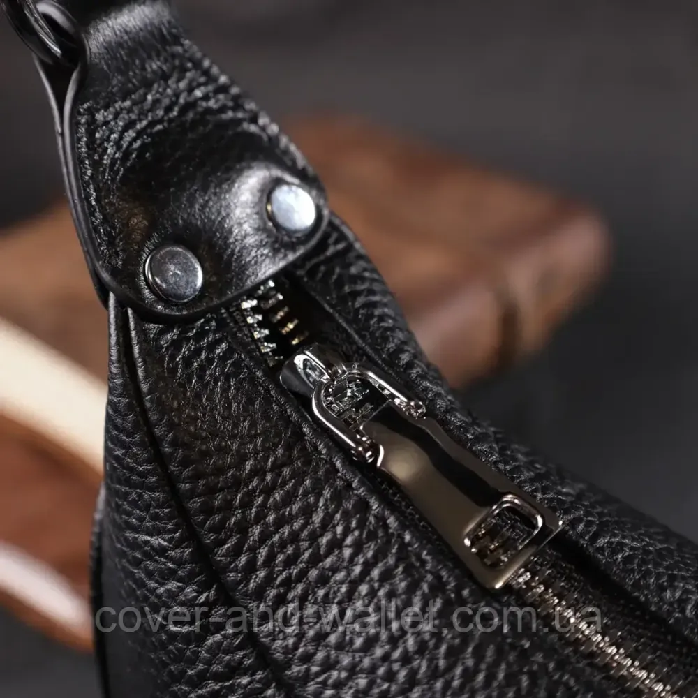 Женская кожаная сумка крос-боди черного цвета Киев - изображение 3