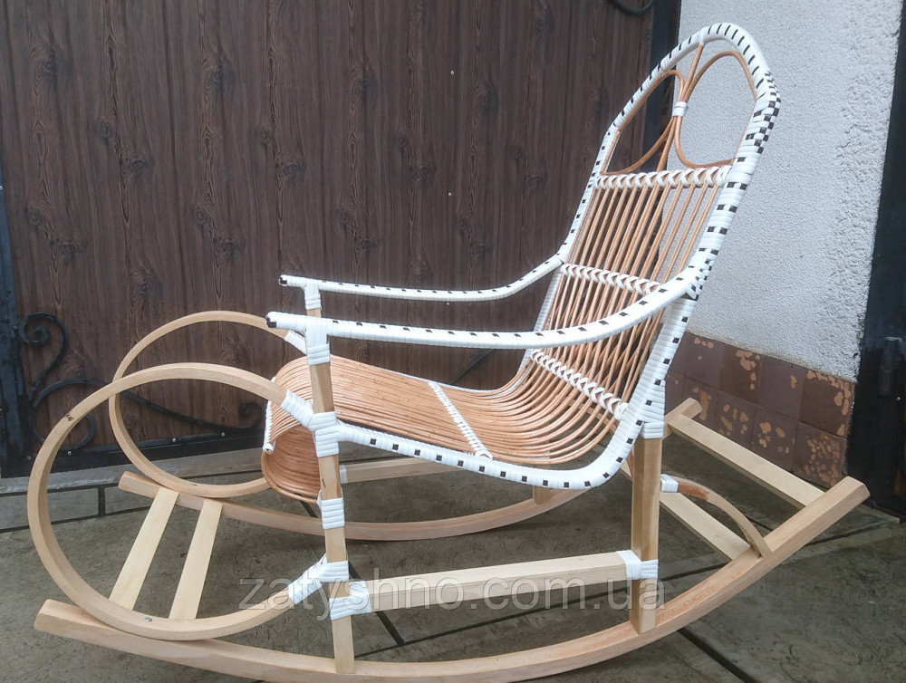 Крісло гойдалка біла з плетеної лози Київ - фото 6