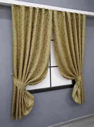 Комплект коротких штор VR-Textil Жаккард № 1588ш Золотистый 140х170 см 2 шт (35-0294) Киев