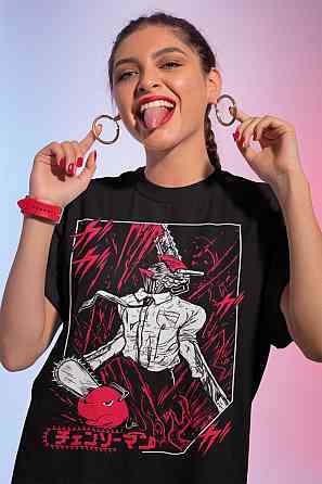 Футболка для мальчика аниме Человек-бензопила оверсайз (рост от 165 до 180 ) Черний AnimeJ0551m Днепр