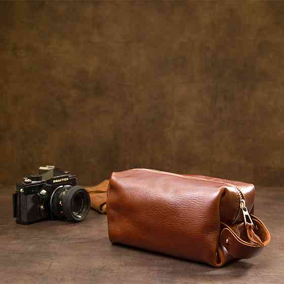 Кожаная мужская косметичка GRANDE PELLE 11418 Коричневый Киев