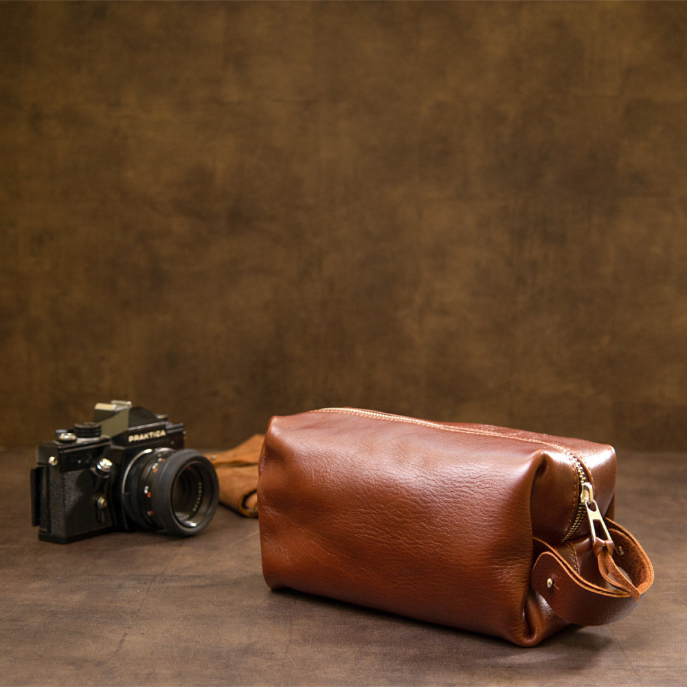 Кожаная мужская косметичка GRANDE PELLE 11418 Коричневый Киев - изображение 2