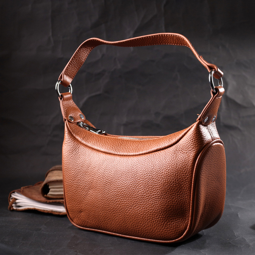 Сумка напівкруглого формату з однією ручкою з натуральної шкіри Vintage 22413 Коричнева Київ - фото 9