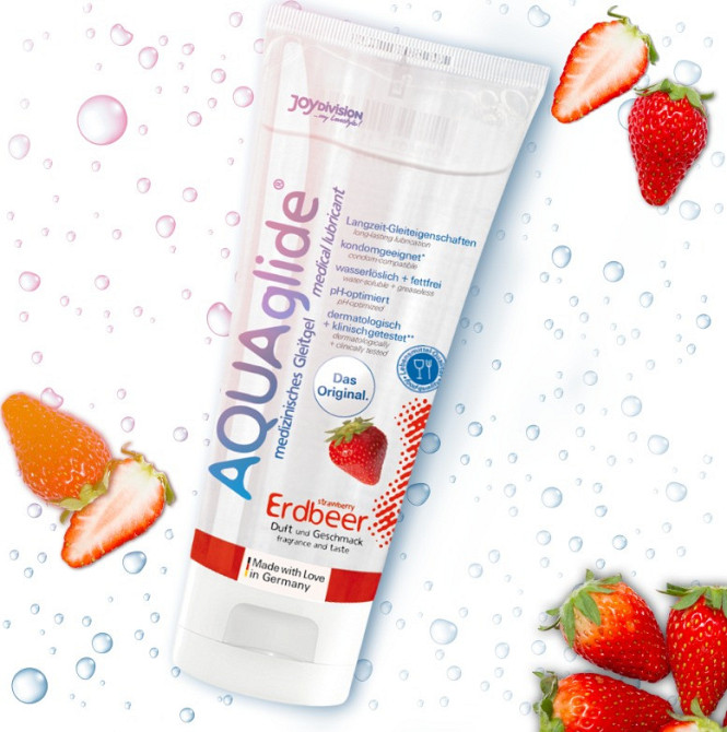Съедобный лубрикант AQUAglide Strawberryна водной основе со вкусом клубники, 100 мл Sex Aura Киев - изображение 2