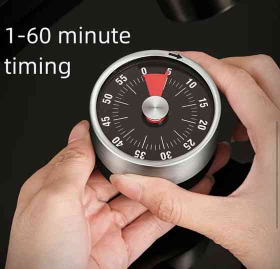 Таймер механічний для кухні зворотній відлік на магніті чорний Київ