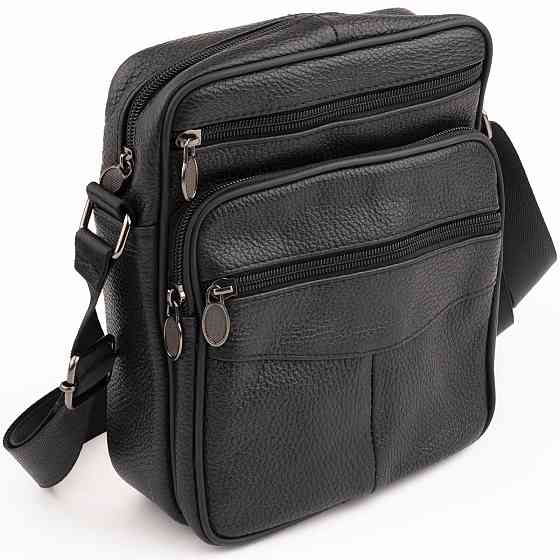 Сумка чоловіча на одне відділення зерниста Vintage 20203 Чорна Київ