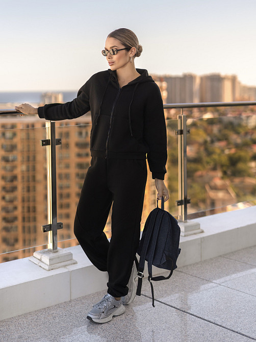 Утеплений спортивний костюм жіночий "The best" | Норма та батал Чорний, 50-52 Київ - фото 1