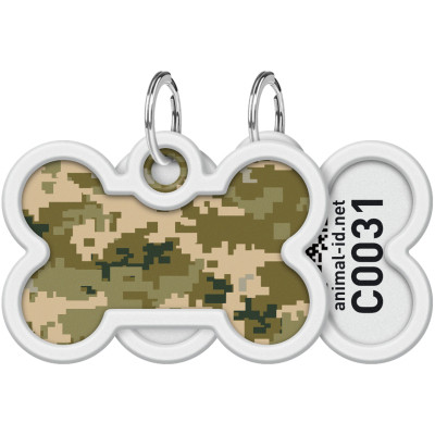 Адресник для животных WAUDOG Smart ID с QR паспортом "Милитари" кость 40х28 мм (231-4026) Винница - изображение 1