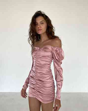 Жіноча елегантна романтична мініплаття шовк армані Пудра, 42/44 Одеса