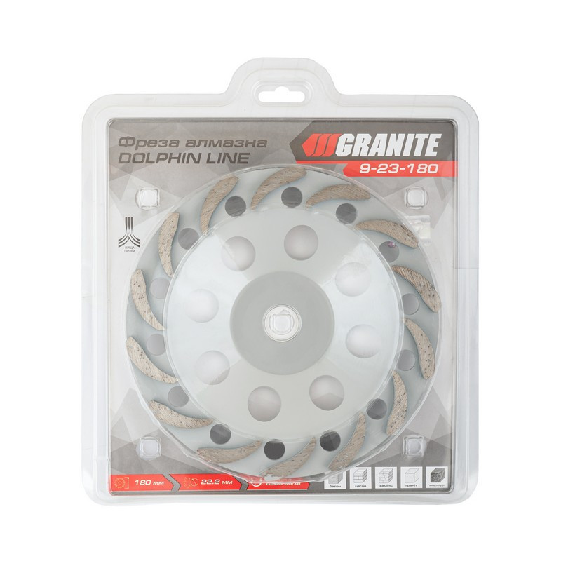 GRANITE Фреза для каменю GRANITE DOLPHIN LINE алмазна торцева 180х22.2 мм 8300 об/хв 9-23-180 Коломия - фото 2