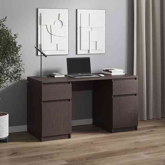 Компьютерный стол VAYS, письменный стол с двумя тумбами, c ящиками без ручек R-34 Венге Темный Львов