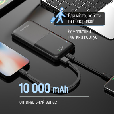 Батарея универсальная ColorWay 10 000 mAh PD/22.5W, QC/3.0, LCD, Black (CW-PB100LPB3BK-PDD) Винница - изображение 3