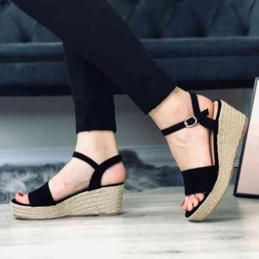 Женские Сандалии Босоножки на Танкетке Платформа Черные Летние (размеры: 37,38,39,40) - 32 Днепр