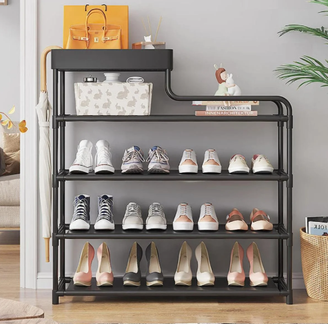 Полка для обуви Shoe Rack 60x21x78 см, металлическая конструкция, 4 уровня, компактная и практичная Киев - изображение 1