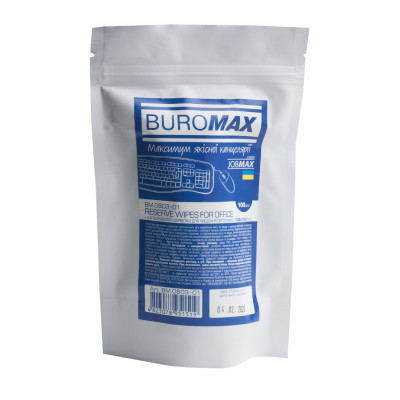 Серветки Buromax JOBMAX Wet wipes for OFFICE Equipment 100pcs, plastic pouch (BM.0803-01) Вінниця - фото 1