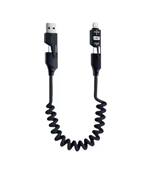 Універсальний кабель 65W + PD TYPE-C  Lighting, USB 4-in-1 Black Запоріжжя - фото 1