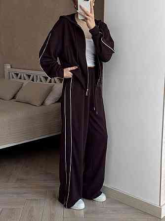 Женский стильный прогулочный костюм двойка: кофта и штаны турецкая двухнитка Шоколадный, 46/48 Одесса