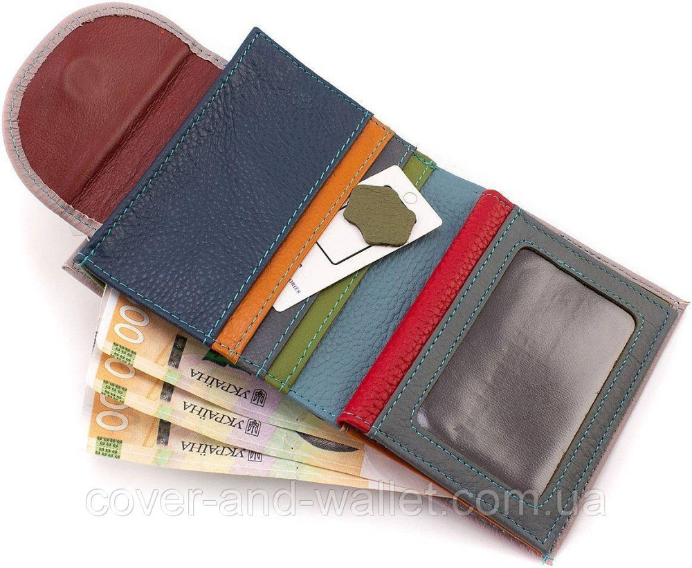 Темно-розовый женский кошелек из натуральной кожи двойного сложения ST 405 Киев - изображение 2