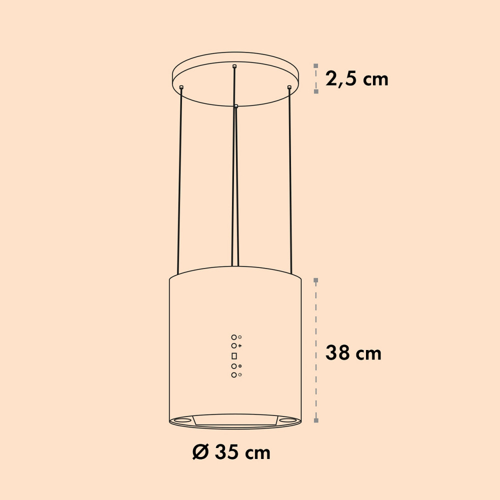 Острівна витяжка Barett Ø35 см, рециркуляція, 558 м3/год, світлодіодний фільтр з активованим вугіллям, білий Рівне - фото 7