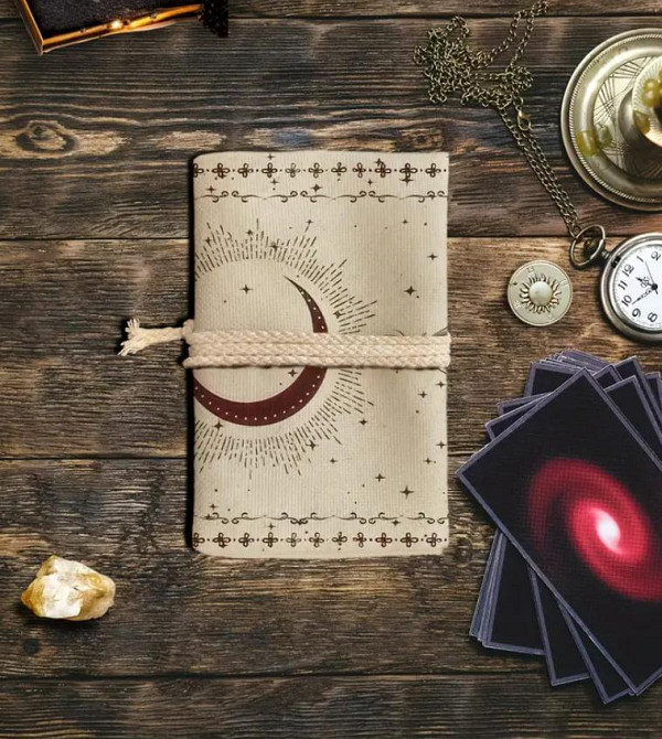 Сумка для хранения Таро 38×17 см с ведьминской метлой, лунным принтом и шнурком — органайзер для кар Киев - изображение 5