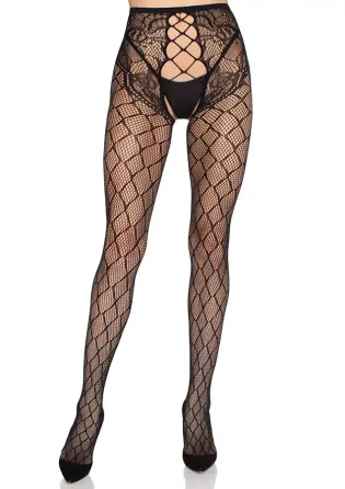 Колготки Leg Avenue Net Tights with Crotchless Panty One Size Black Львов