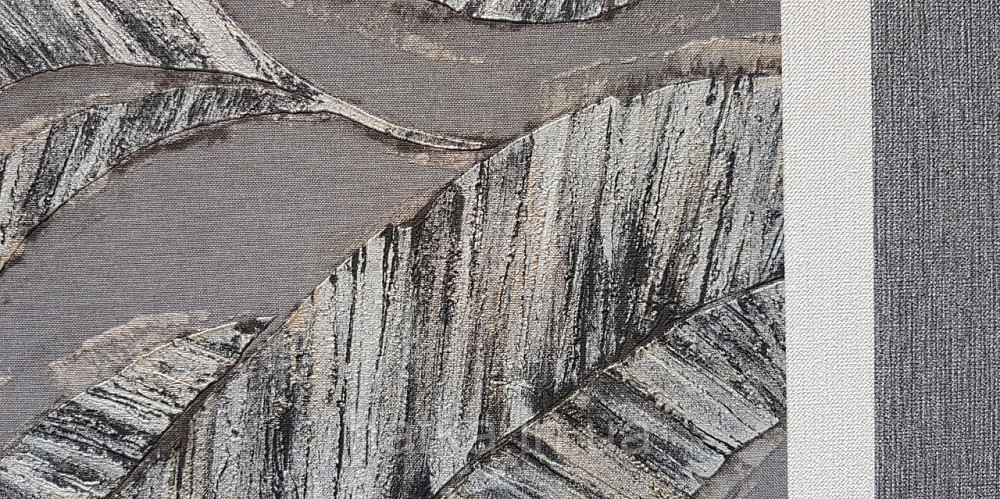 Шпалери вінілові на флізеліновій основі Rasch Ascona 1.06х10 листя структурні чорні сірі із золотистим Київ - фото 2