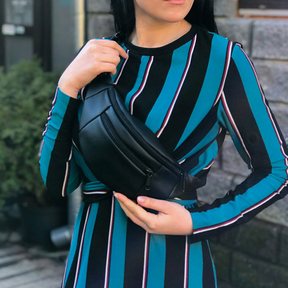 Сумка-бананка з ремінцем, Шкіряна сумка бананка на груди, Чоловіча шкіряна бананка середнього розміру CB-30 Львів - фото 2