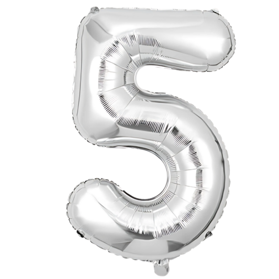 Повітряна куля у вигляді цифри 5 срібло, 40 дюймів, фольгована, для свят для дня народження, ювілеїв, річниць Кам'янець-Подільський