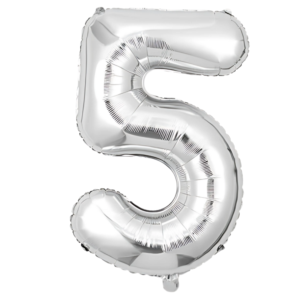 Воздушный шар в виде цифры 5 серебро,40 дюймов, фольгированый, для праздников для дня рождения, Каменец-Подольский - изображение 2