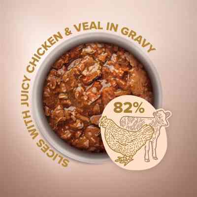 Вологий корм для кішок Club 4 Paws Paws Selection Преміум Шматочки з куркою та телятиною в соусі 80 г (4820215368018) Вінниця