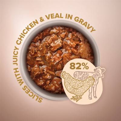 Вологий корм для кішок Club 4 Paws Paws Selection Преміум Шматочки з куркою та телятиною в соусі 80 г (4820215368018) Вінниця - фото 2
