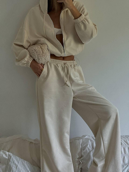 Женский базовый костюм двойка: кофта и брюки замша Одесса - изображение 4