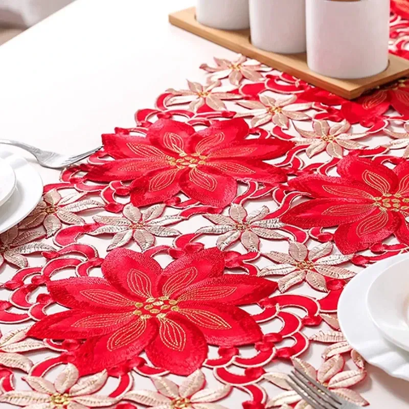 Новорічна скатертина вузька 176 на 38 см червоний Київ - фото 7