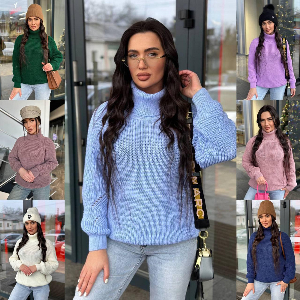 Женский вязаный свитер с высокой горловиной. 42-54р Киев - изображение 10