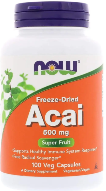 Экстракт ягод асаи Now Foods Acai 500 мг 100 вег капс Киев - изображение 1