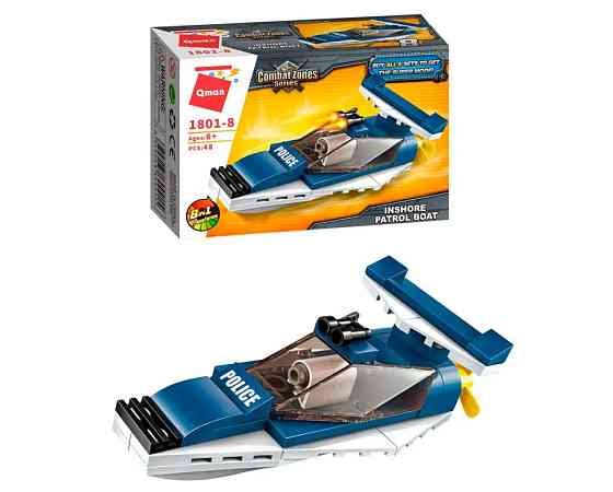 Конструктор Qman 1801-1-8 поліція, транспорт, 45-49 деталей  Катер Вінниця