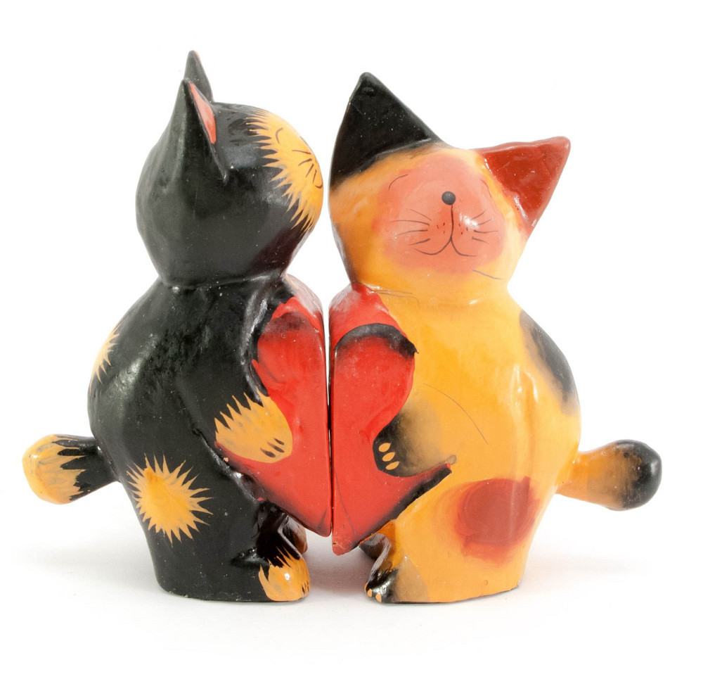 Статуетки Кішки пара з серцем з дерева Київ - фото 1