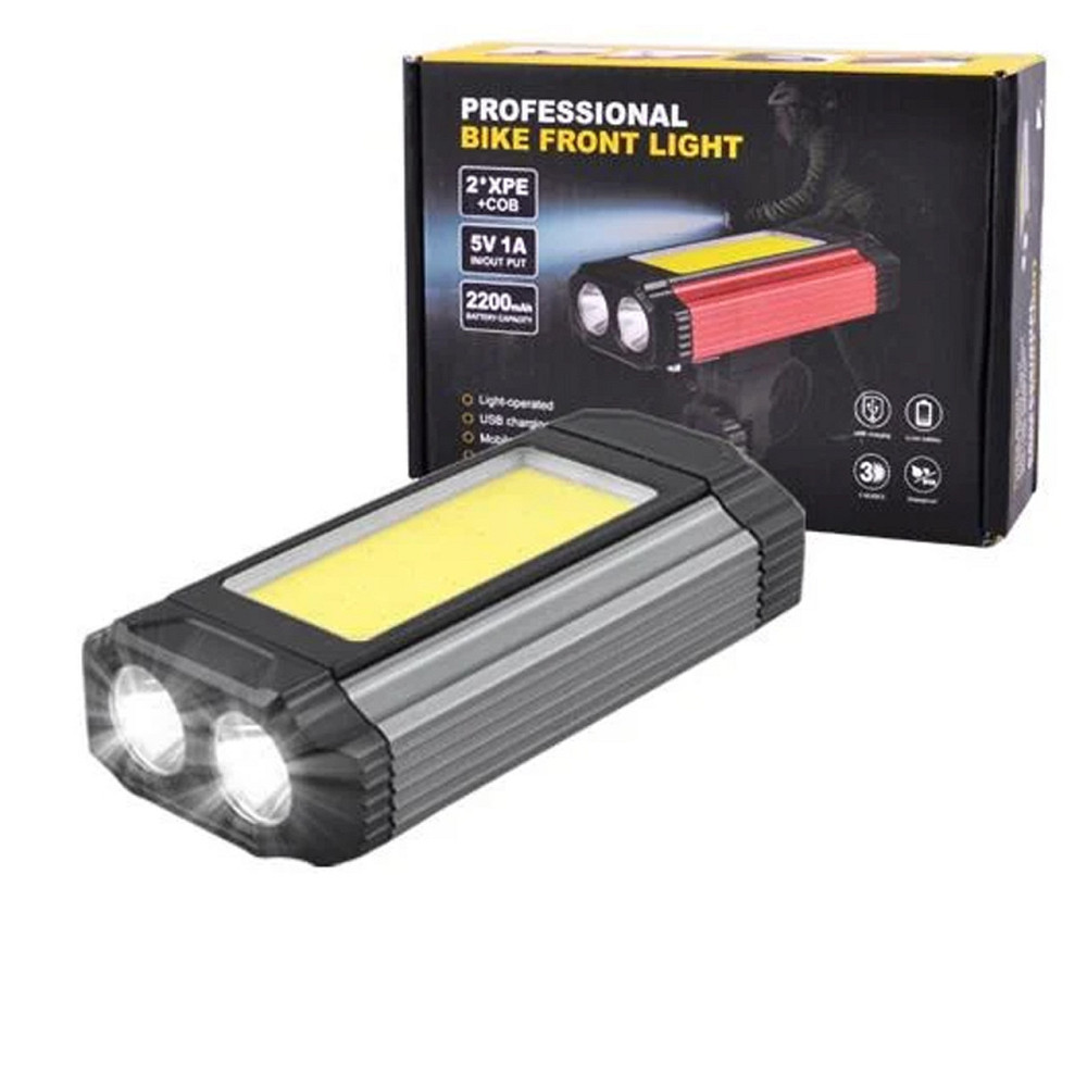 Велофара 501-2XPE+COB, алюминий, micro USB, встроенный аккумулятор Бровары - изображение 1