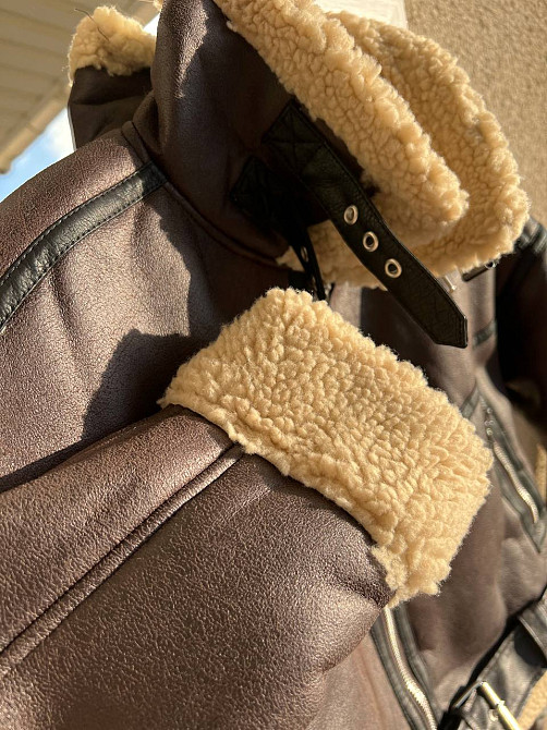 Дублянка жіноча Aftf Basic 265 коротка ремінь блискавка з хутром екошкіра коричнева, коричневий, S Київ - фото 18