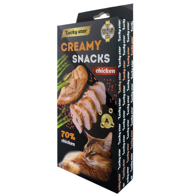 Лакомство для котов Lucky Star Мягкое пюре из мяса курицы в стеках 10 г (4820112701475) Вінниця - фото 1