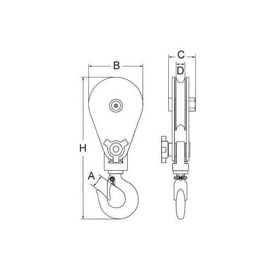Блок однороликовый с крюком (усиленный) 8,0 т Одесса