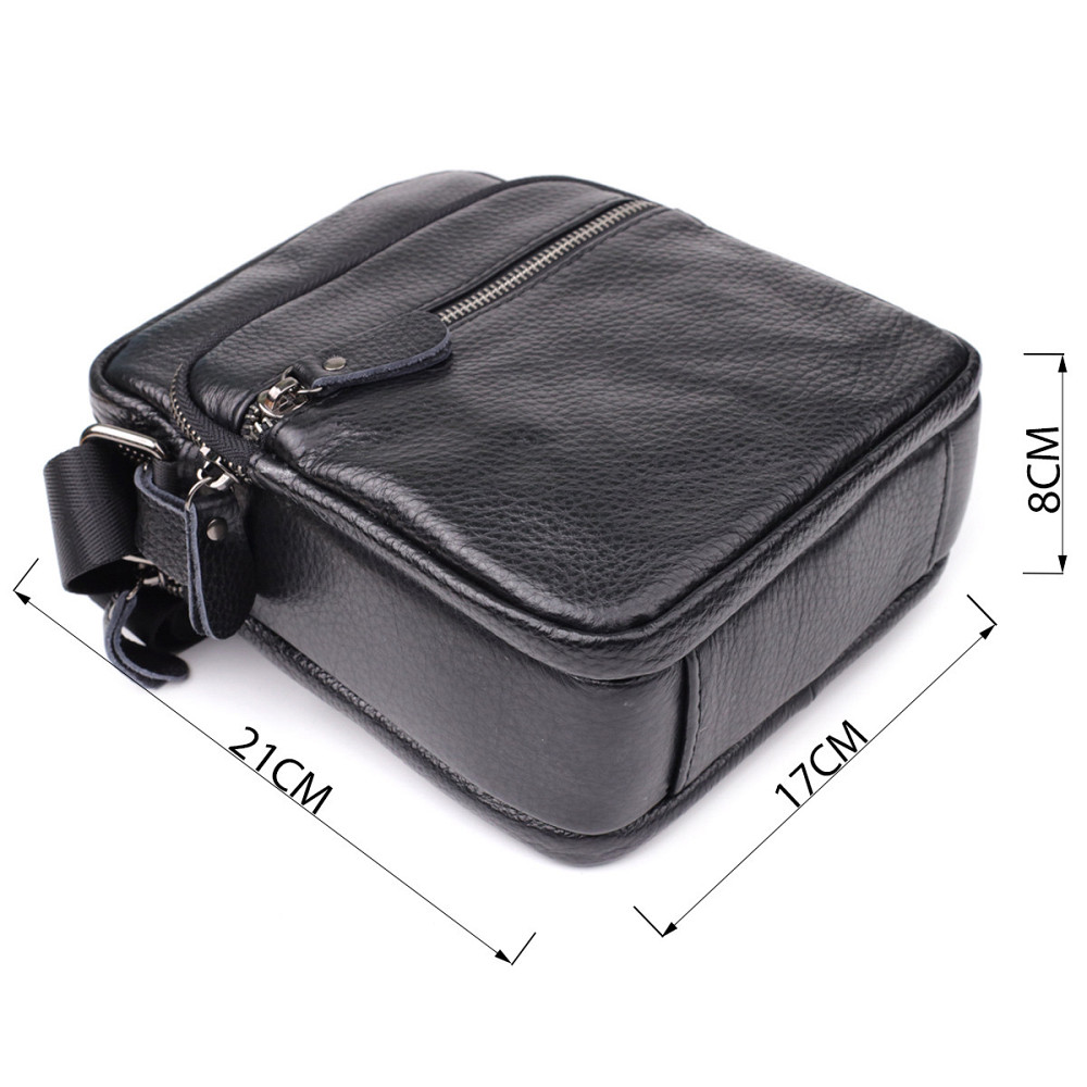 Мужская сумка на плечо из натуральной кожи Vintage 23020 Черный Киев - изображение 3