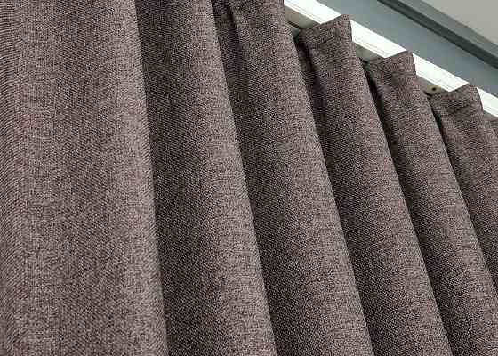 Шторная ткань премиум класса лен фактурный, коллекция «ELEMENTA» цвет коричневый 1870ш Киев