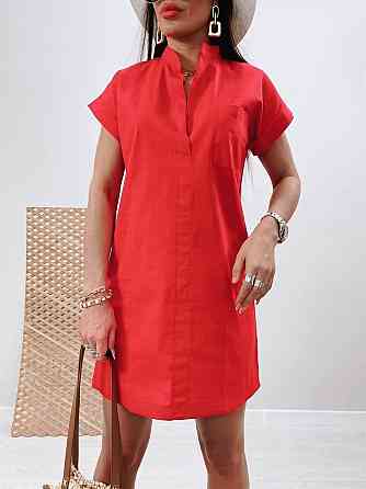 Женское льняное платье летнее Avrora 46-48, Красный Киев