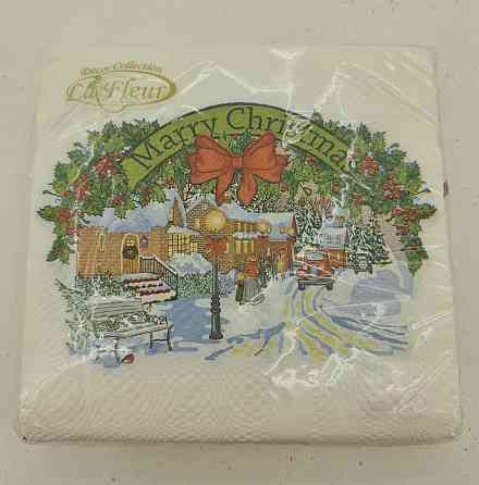 Двухслойная новогодняя салфетка (ЗЗхЗЗ, 20шт)  La FleurНГ Рождественская картина (122) (1 пачка) Харьков