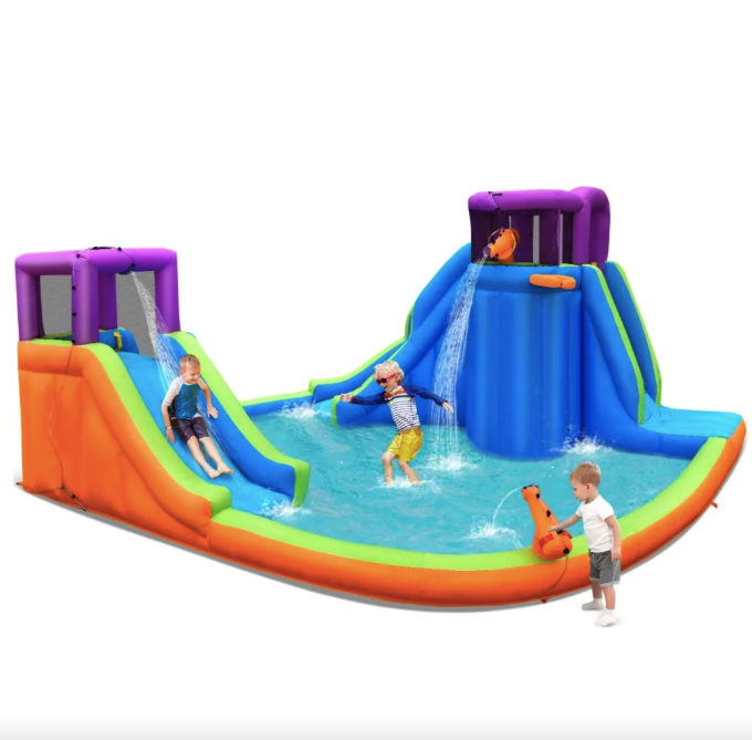 Надувна водна гірка Costway Canons з водяними пістолетами та баскетбольним кільцем (без вентилятора) Киев - изображение 4