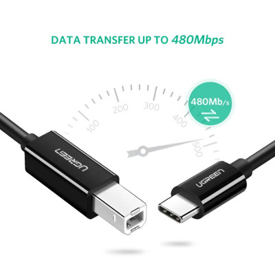 Кабель для принтера USB-C 2.0 to BM 2.0m US241 black Ugreen (50446) Вінниця - фото 4